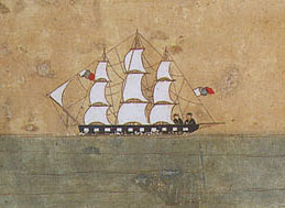 写真３　『首里那覇港図屏風』に描かれた異国船