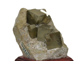 立方体の結晶をなす黄鉄鉱