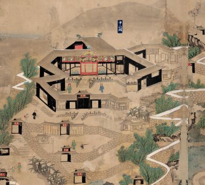 琉球首里那覇港屛風(首里城部分)